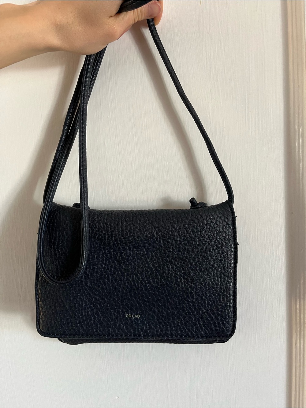Navy Pebbled Leather Crossbody Bag